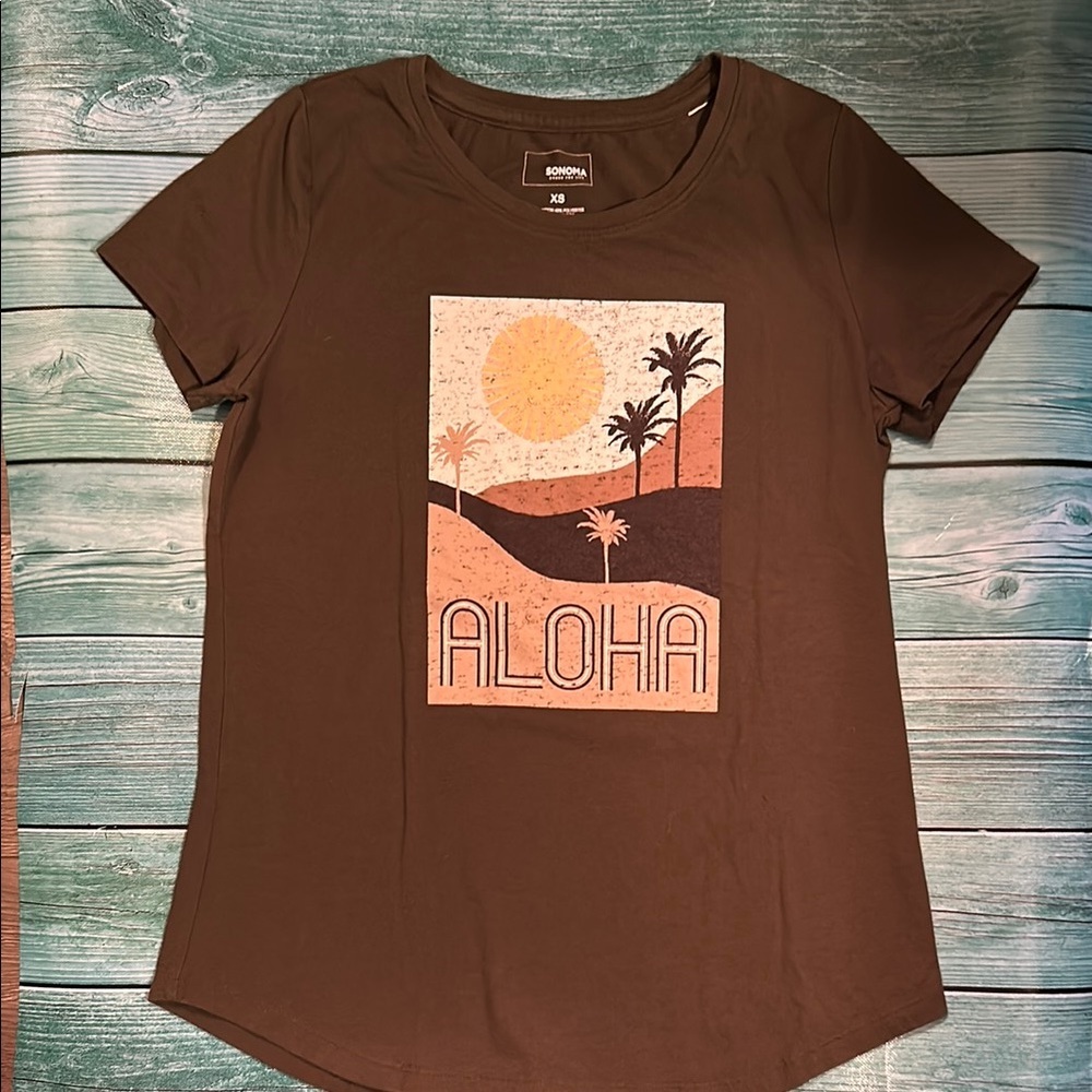 Sonoma Olive Green Aloha Graphic Tee